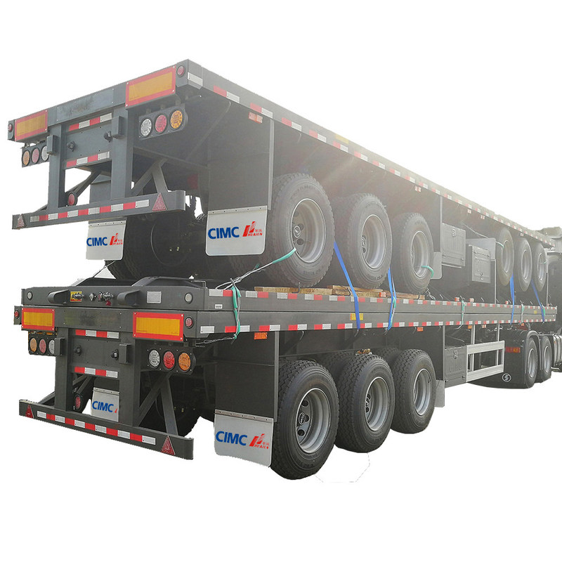 12400*2500*1580mm, 12400*2500*1580mm CIMC 3 Axles Container Flatbed Semi Trailer 60tons